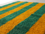 Boujaad Moroccan Rectangular Area Rug – Green Yellow Striped – Handmade Wool – Image 3