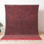 Boujaad Moroccan Rectangular Area Rug – Striped & Checkered – Handmade Wool
