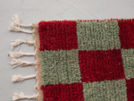 Boujaad Moroccan Rectangular Area Rug – Red Green Checkered – Handmade Wool – Image 5