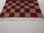 Boujaad Moroccan Rectangular Area Rug – Red Green Checkered – Handmade Wool – Image 4