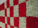 Boujaad Moroccan Rectangular Area Rug – Red Green Checkered – Handmade Wool – Image 3