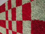Boujaad Moroccan Rectangular Area Rug – Red Green Checkered – Handmade Wool – Image 3