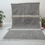 Zanafi Moroccan Runner Rug – Black Solid Flatweave – Handmade Wool