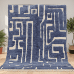 Beni Ourain Moroccan Rectangular Area Rug – Geometric Maze – Handmade Wool