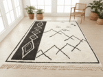 Beni Ourain Moroccan Area Rug – Symbolic Geometric Motifs – Handmade Wool