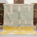 Tazrirt Contemporary Moroccan Area Rug – Abstract Color Blocks – Handmade Wool