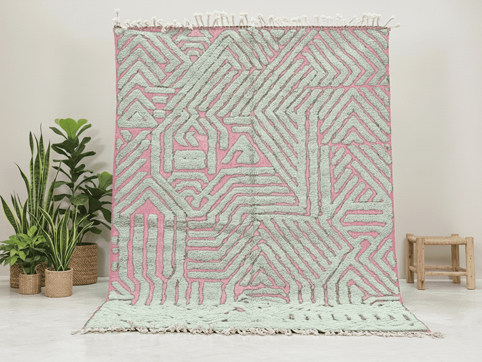 Generated Image November 12, 2025 - 12_38AM Azilal Moroccan Area Rug – Abstract Geometric Relief – Handmade Wool – Image 1