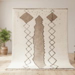 Beni Ourain Moroccan Area Rug – Central Diamond Motif – Handmade Wool