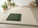 Beni Ourain Moroccan Area Rug – Green Block Minimalism – Handmade Wool – Image 2