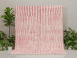 Azilal Moroccan Area Rug – Pink Striped Abstract Design – Handmade Wool