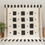 Beni Ourain Moroccan Area Rug – Geometric Grid – Handmade Wool