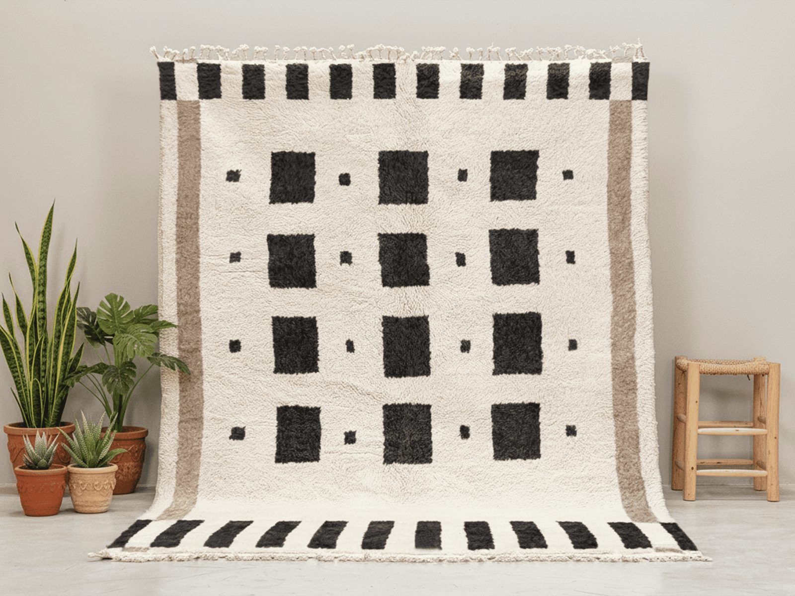 Generated Image November 12, 2025 - 6_48PM Beni Ourain Moroccan Area Rug – Geometric Grid – Handmade Wool – Image 1