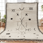 Beni Ourain Moroccan Area Rug – Minimalist Symbols – Handmade Wool