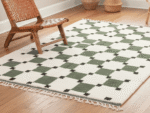 Beni Ourain Moroccan Area Rug – Green Checkered Grid – Handmade Wool – Image 4