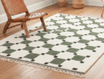 Beni Ourain Moroccan Area Rug – Green Checkered Grid – Handmade Wool – Image 4