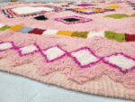 Boujaad Moroccan Rectangular Area Rug – Geometric Pink – Handmade Wool – Image 4