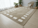 Beni Ourain Moroccan Rectangular Area Rug – Minimal Square Border – Handmade Wool – Image 3