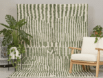 Contemporary Moroccan Rectangular Area Rug – Abstract Stripes – Handmade Wool