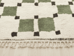 Beni Ourain Moroccan Area Rug – Green Checkered Grid – Handmade Wool – Image 3
