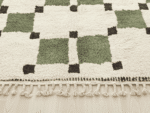 Beni Ourain Moroccan Area Rug – Green Checkered Grid – Handmade Wool – Image 3