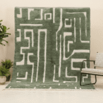Tazrirt Collection Moroccan Area Rug – Abstract Maze Pattern – Handmade Wool