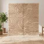 Mrirt Moroccan Rectangular Area Rug – Tonal Geometric Relief – Handmade Wool