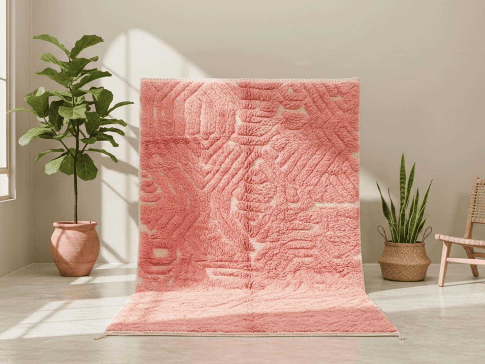 Untitlegd-3 Mrirt Moroccan Rectangular Area Rug – Sculpted Geometric Relief – Handmade Wool – Image 1