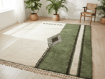 Beni Ourain Moroccan Rectangular Area Rug – Green Panel Geometry – Handmade Wool – Image 2