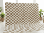 Beni Ourain Moroccan Rectangular Area Rug – Checkered Wool Pattern – Handmade Wool