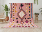 Boujaad Moroccan Rectangular Area Rug – Geometric Pink – Handmade Wool