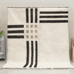 Beni Ourain Moroccan Area Rug – Bold Geometric Stripes – Handmade Wool