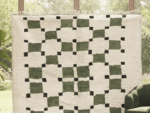 Beni Ourain Moroccan Area Rug – Green Checkered Grid – Handmade Wool – Image 5