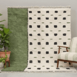 Contemporary Moroccan Runner Rug – Graphic Grid Panels – Handmade Wool