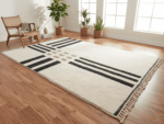 Beni Ourain Moroccan Area Rug – Bold Geometric Stripes – Handmade Wool – Image 3