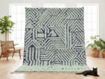 Tazrirt Collection Moroccan Area Rug – Graphic Geometric Lines – Handmade Wool