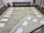 Beni Ourain Moroccan Rectangular Area Rug – Minimal Square Border – Handmade Wool – Image 6