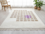 Beni Ourain Moroccan Area Rug – Grid with Purple Accents – Handmade Wool – Image 3