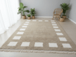 Beni Ourain Moroccan Rectangular Area Rug – Minimal Square Border – Handmade Wool – Image 2
