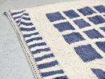 Beni Ourain Moroccan Area Rug – Blue Grid Pattern – Handmade Wool – Image 4
