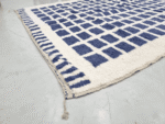 Beni Ourain Moroccan Area Rug – Blue Grid Pattern – Handmade Wool – Image 6
