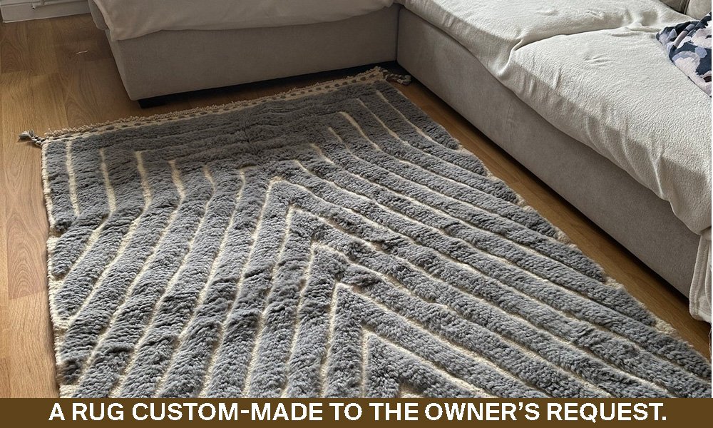 Custom Moroccan rug in a bedroom