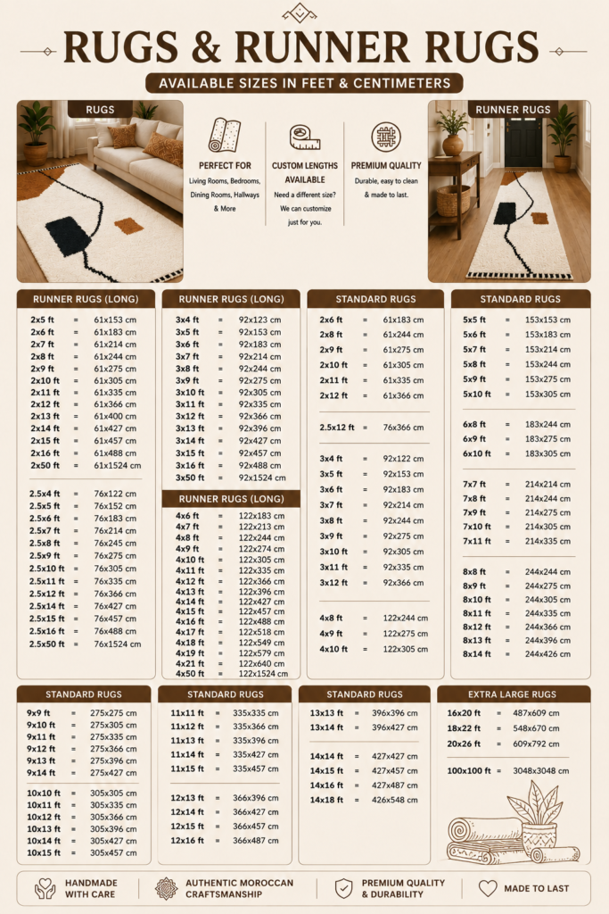 TAZRIRT rug size guide