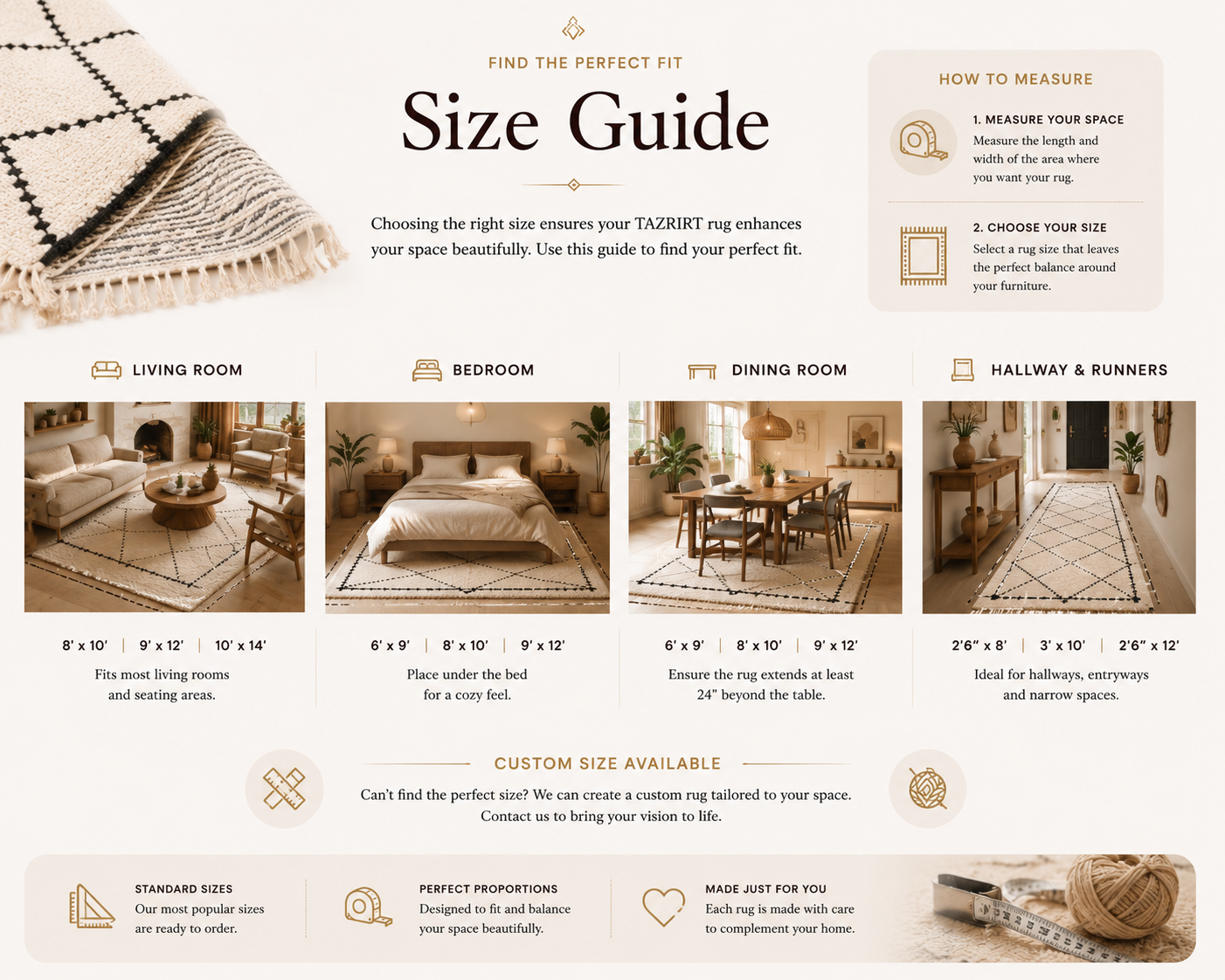 TAZRIRT rug size guide