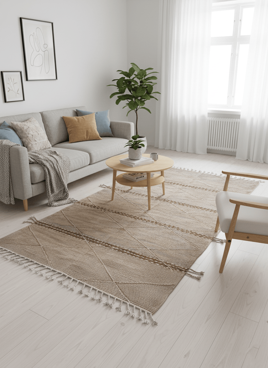 Beige Boujaad rug styled in a room