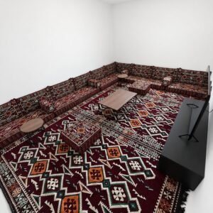 Aousserd Deep Burgundy Majlis, burgundy Arabic majlis floor sofa