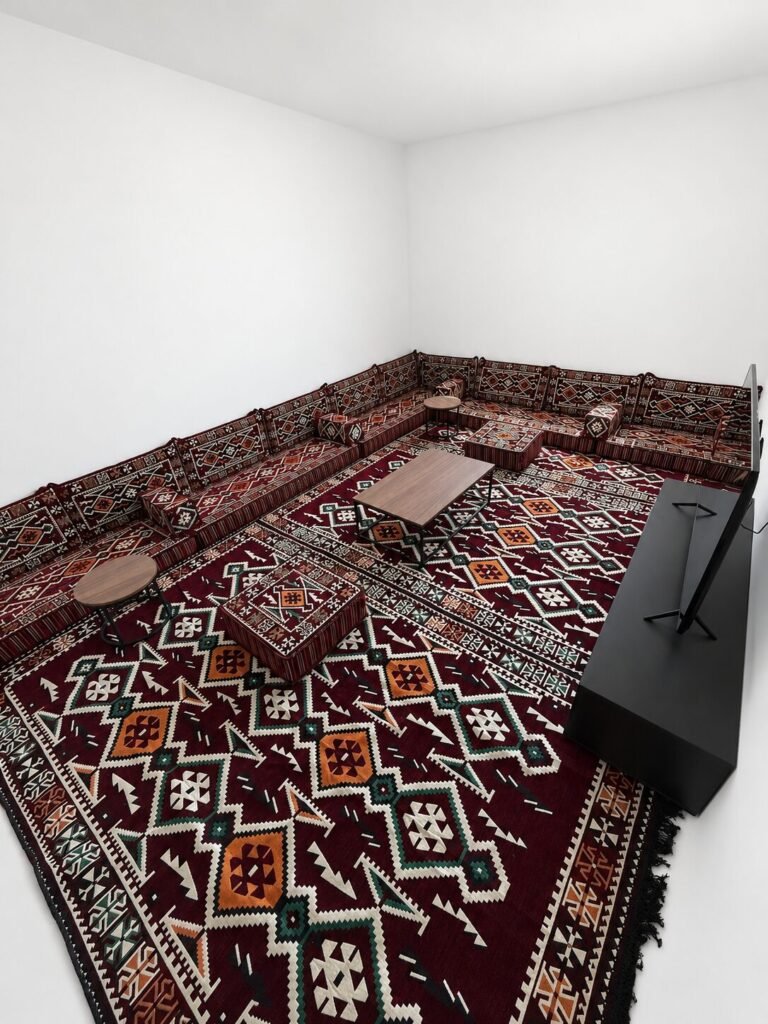 Aousserd Deep Burgundy Majlis – Arabic Floor Sofa Set, Made to Measure