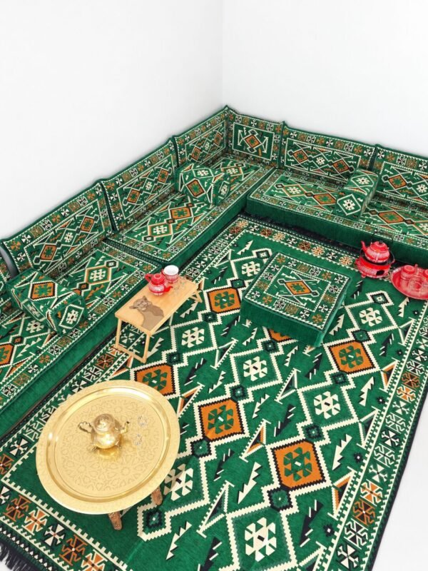 Cintra Oasis Green Majlis – Arabic Floor Sofa Set, Made to Measure
