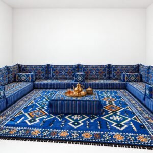 Dragon Island Royal Blue Majlis, blue Arabic majlis floor sofa