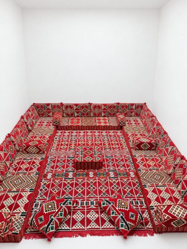 Guerguerat Scarlet Majlis – Arabic Floor Sofa Set, Made to Measure