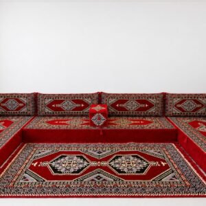 Imlili Ruby Red Majlis, red Arabic majlis floor sofa